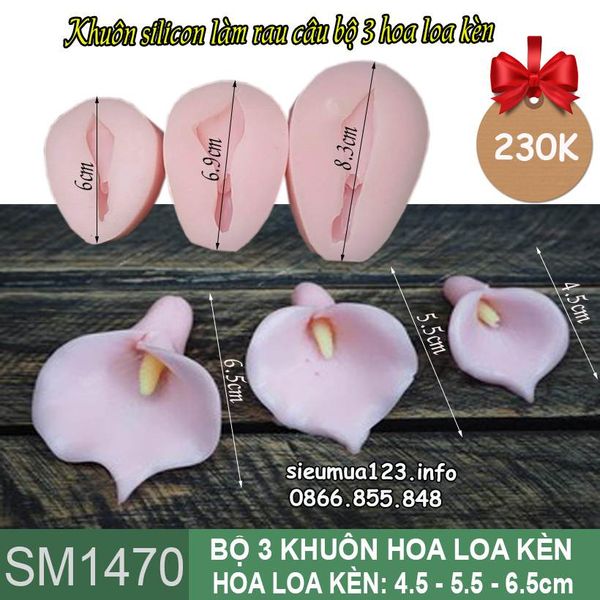 Khuôn silicon làm rau câu bộ 3 hoa loa kèn lớn nhỏ ( SM1346 )