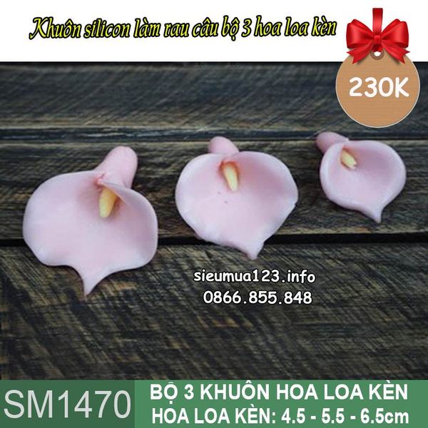 Khuôn silicon làm rau câu bộ 3 hoa loa kèn lớn nhỏ ( SM1346 )