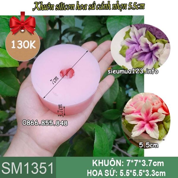 Khuôn silicon làm rau câu hoa sứ cánh nhọn 5,5cm ( SM1351 )
