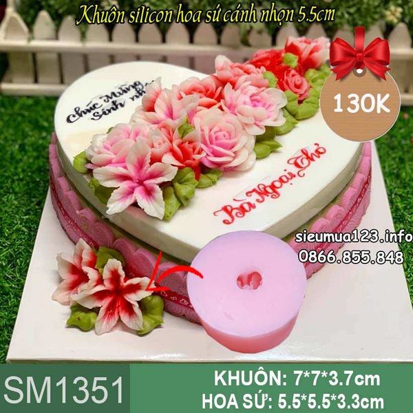 Khuôn silicon làm rau câu hoa sứ cánh nhọn 5,5cm ( SM1351 )