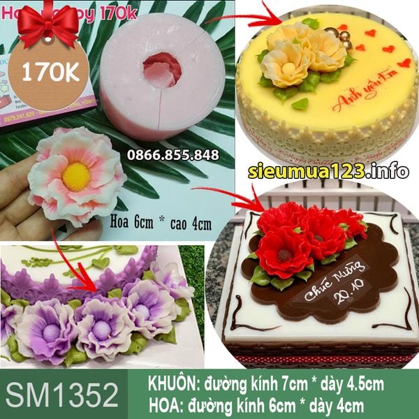 Khuôn silicon làm rau câu hoa Poppy 6cm ( SM1352 )