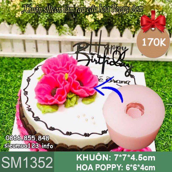 Khuôn silicon làm rau câu hoa Poppy 6cm ( SM1352 )