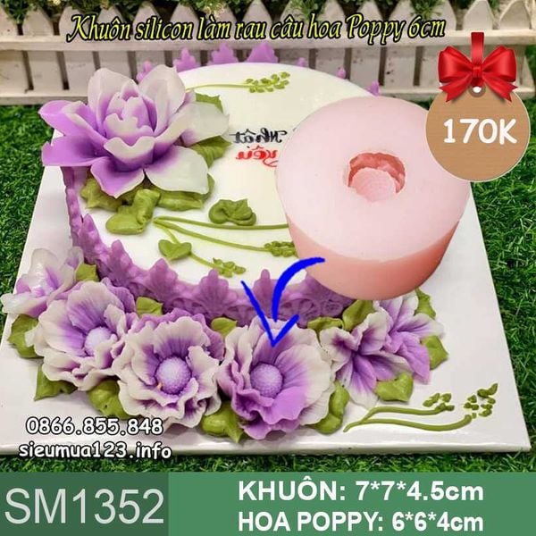 Khuôn silicon làm rau câu hoa Poppy 6cm ( SM1352 )