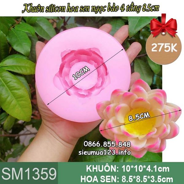 Khuôn silicon hoa sen ngọc bảo 4 tầng 8,5cm ( SM1359 )