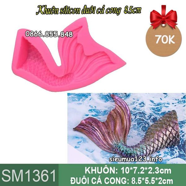 Khuôn silicon đuôi cá cong 8,5cm ( SM1361 )