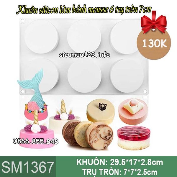 Khuôn silicon làm bánh mousse 6 trụ tròn 7cm ( SM1367 ) còn 2 cái