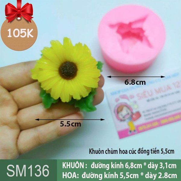 Khuôn silicon làm rau câu chùm hoa cúc đồng tiền 5,5cm ( SM136 )
