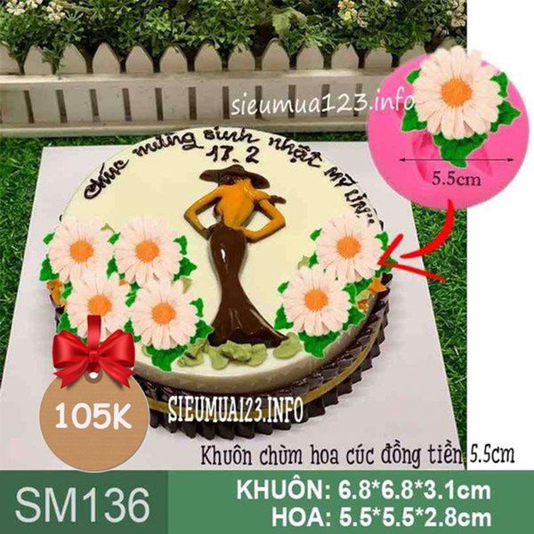 Khuôn silicon làm rau câu chùm hoa cúc đồng tiền 5,5cm ( SM136 )