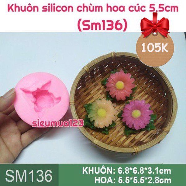 Khuôn silicon làm rau câu chùm hoa cúc đồng tiền 5,5cm ( SM136 )