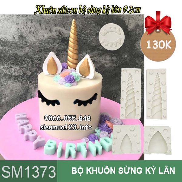 Khuôn silicon bộ sừng kỳ lân 9,2cm ( SM1373 )