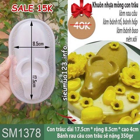 Khuôn nhựa mỏng con trâu 17,5cm làm rau câu , bánh tổ ( SM1378 )