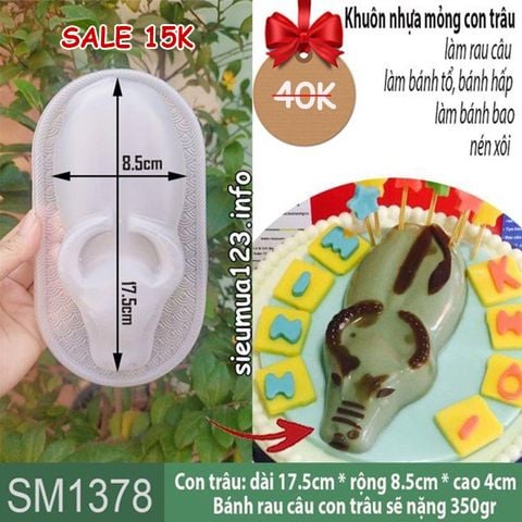 Khuôn nhựa mỏng con trâu 17,5cm làm rau câu , bánh tổ ( SM1378 )