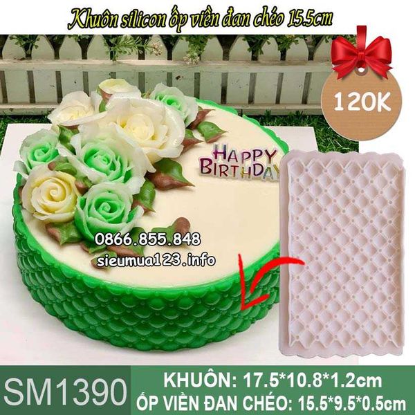 Khuôn silicon ốp viền đan chéo 15,5cm ( SM1390 )