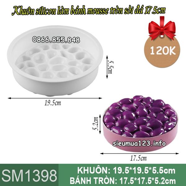 Khuôn silicon bánh mousse tròn sỏi đá 17,5cm ( SM1398 ) còn 5 cái