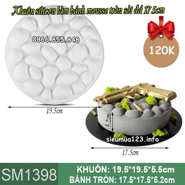 Khuôn silicon bánh mousse tròn sỏi đá 17,5cm ( SM1398 ) còn 5 cái