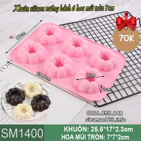Khuôn silicon nướng bánh 6 donut hoa múi tròn 7cm ( SM1400 )