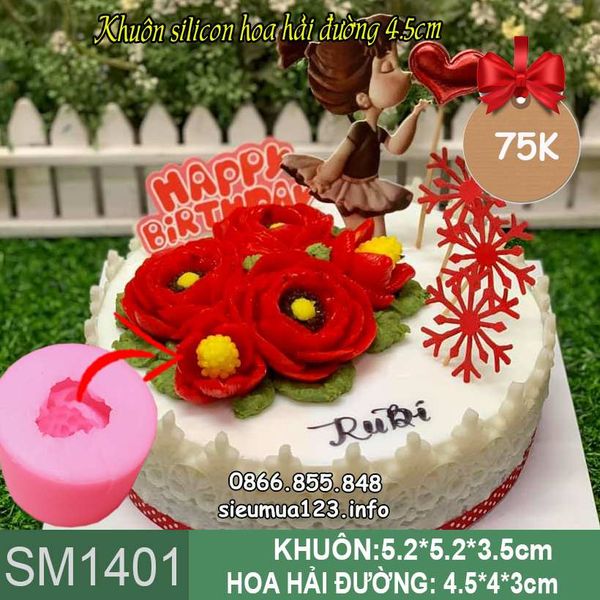 Khuôn silicon làm rau câu hoa hải đường 4,5cm ( SM1401 )