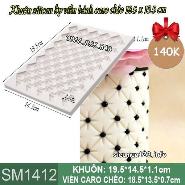 Khuôn silicon ốp viền bánh caro chéo 18,5cm ( SM1412 )