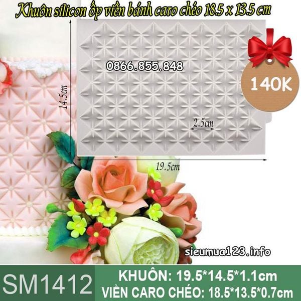 Khuôn silicon ốp viền bánh caro chéo 18,5cm ( SM1412 )