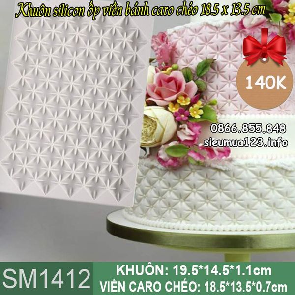 Khuôn silicon ốp viền bánh caro chéo 18,5cm ( SM1412 )