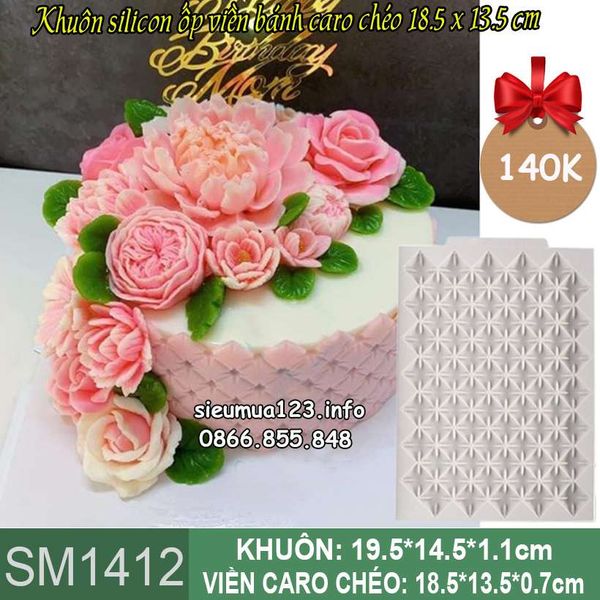 Khuôn silicon ốp viền bánh caro chéo 18,5cm ( SM1412 )