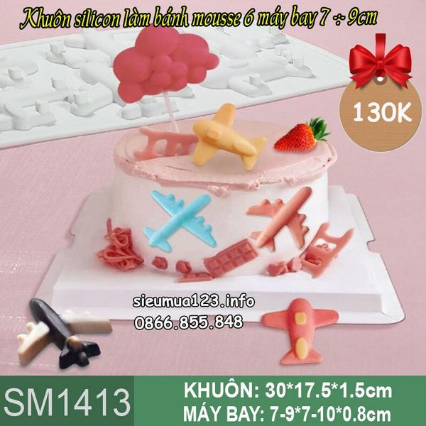 Khuôn mousse silicon 6 máy bay 7-9cm ( SM1413 )