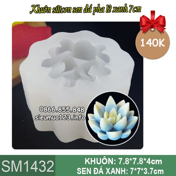 Khuôn silicon sen đá pha lê xanh 7cm ( SM1432 )