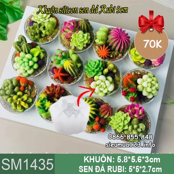 Khuôn silicon sen đá rubi 5cm ( SM1435 )