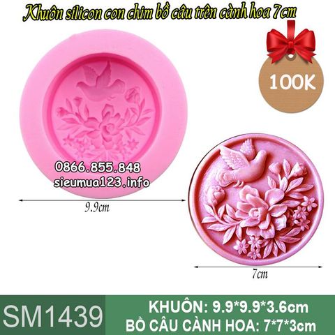 Khuôn silicon trung thu con chim bồ cầu trên cành hoa 7cm ( SM1439 ) CÒN 4 CÁI