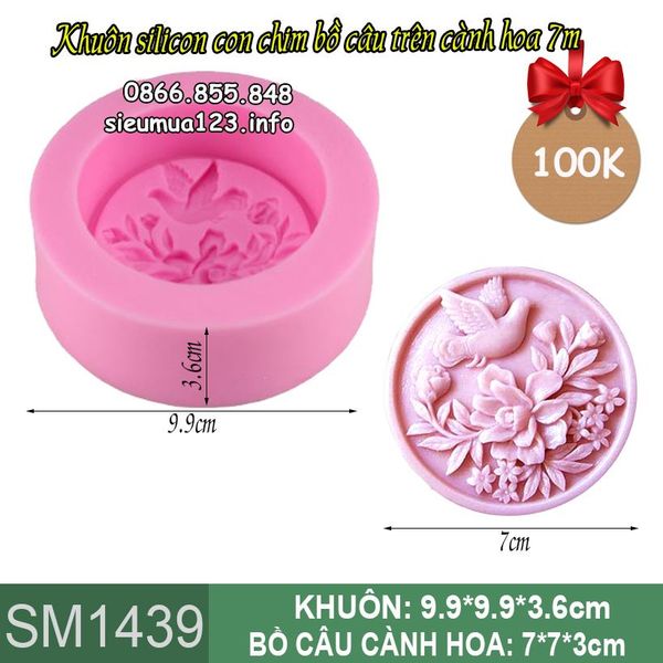 Khuôn silicon trung thu con chim bồ cầu trên cành hoa 7cm ( SM1439 ) CÒN 4 CÁI