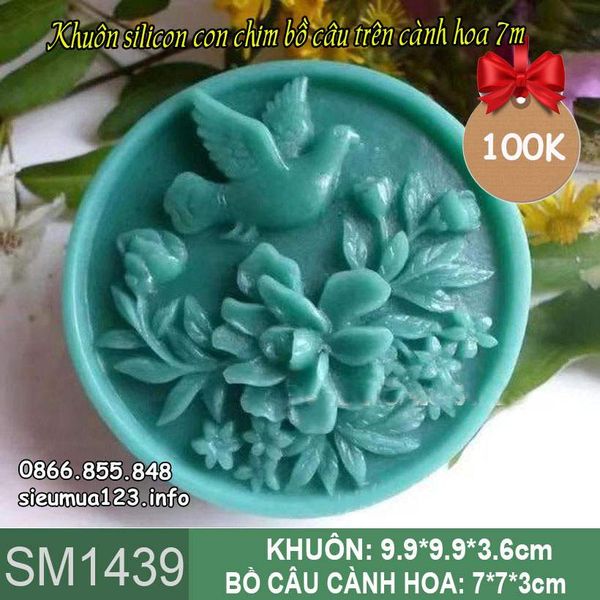 Khuôn silicon trung thu con chim bồ cầu trên cành hoa 7cm ( SM1439 ) CÒN 4 CÁI
