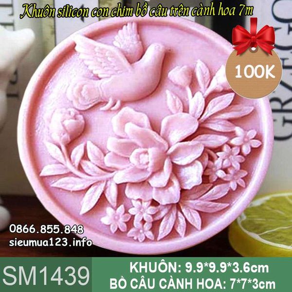 Khuôn silicon trung thu con chim bồ cầu trên cành hoa 7cm ( SM1439 ) CÒN 4 CÁI