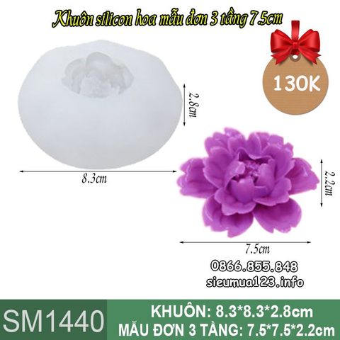 Khuôn silicon làm rau câu hoa mẫu đơn 3 tầng 7,5cm ( SM1440 )