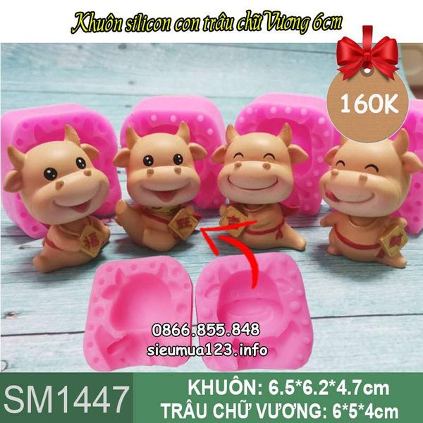 Khuôn silicon làm rau câu con trâu chữ Vượng 6cm ( SM1447 )