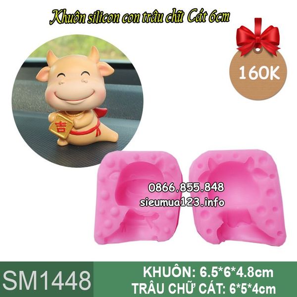 Khuôn silicon làm rau câu con trâu chữ Cát 6cm ( SM1448 )