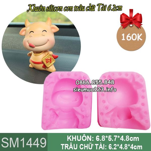 Khuôn silicon làm rau câu con trâu chữ Tài 6,2cm ( SM1449 )
