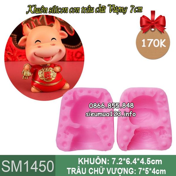 Khuôn silicon làm rau câu con trâu chữ Vượng màu đỏ 7cm ( SM1451 )