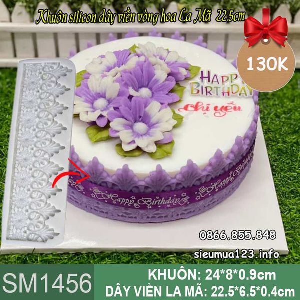 Khuôn silicon làm rau câu dây viền vòng hoa la mã 22,5cm ( SM1456 )
