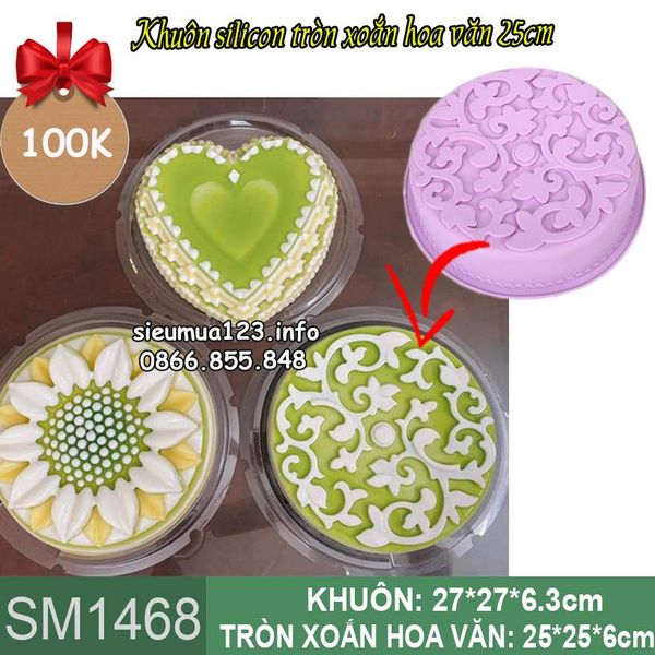 Khuôn silicon làm rau tròn xoắn hoa văn 25cm ( SM1468 )