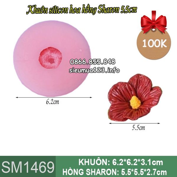 Khuôn silicon làm rau câu hoa hồng sharon 5,5cm ( SM1469 )