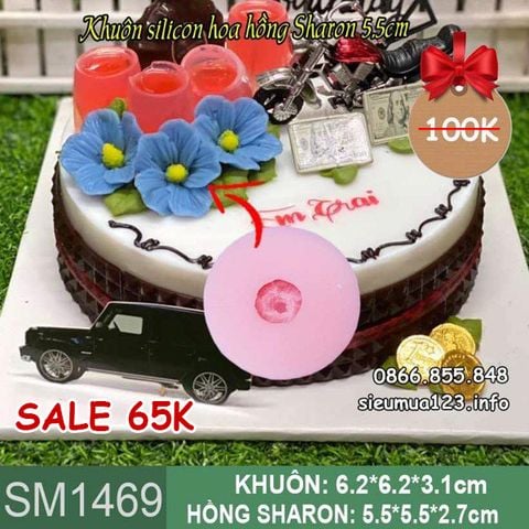 Khuôn silicon làm rau câu hoa hồng sharon 5,5cm ( SM1469 )