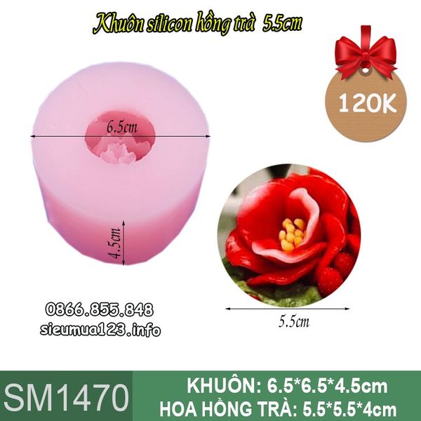 Khuôn silicon hoa hồng trà 5,5cm làm rau câu ( SM1470 )
