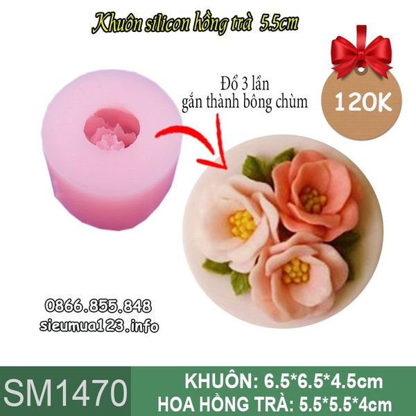 Khuôn silicon hoa hồng trà 5,5cm làm rau câu ( SM1470 )