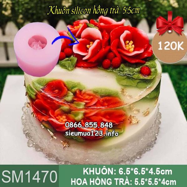 Khuôn silicon hoa hồng trà 5,5cm làm rau câu ( SM1470 )