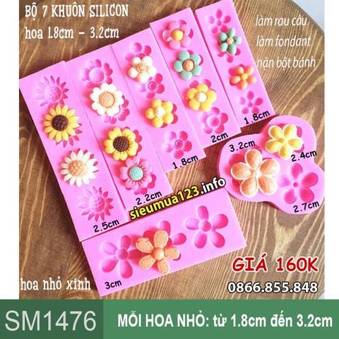Bộ 7 khuôn silicon làm rau câu hoa nhỏ ( SM1476 )