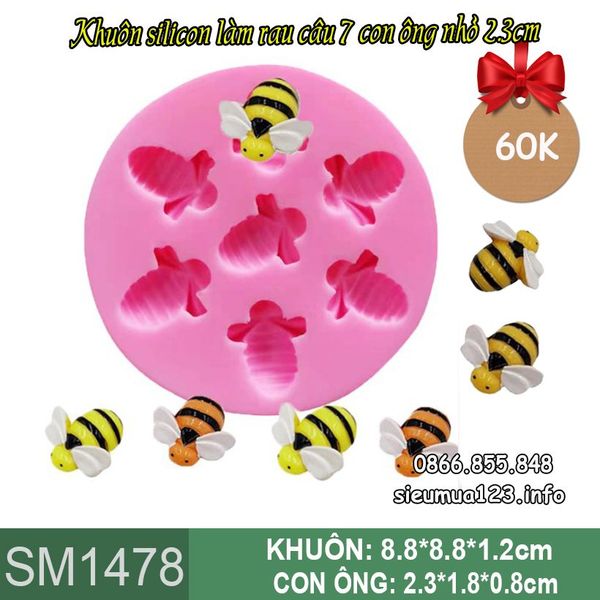 Khuôn silicon làm rau câu 7 con ong 2,3cm ( SM1478 )