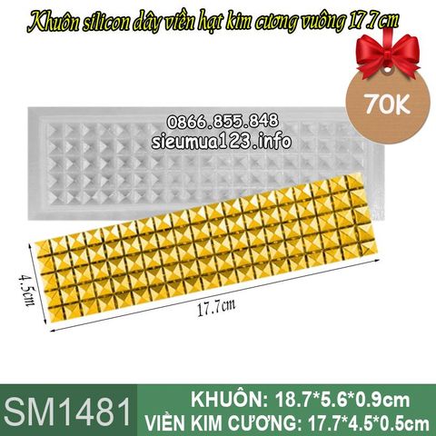 Khuôn silicon làm rau câu dây viền hạt kim cương vuông 17,7cm ( SM1481 )