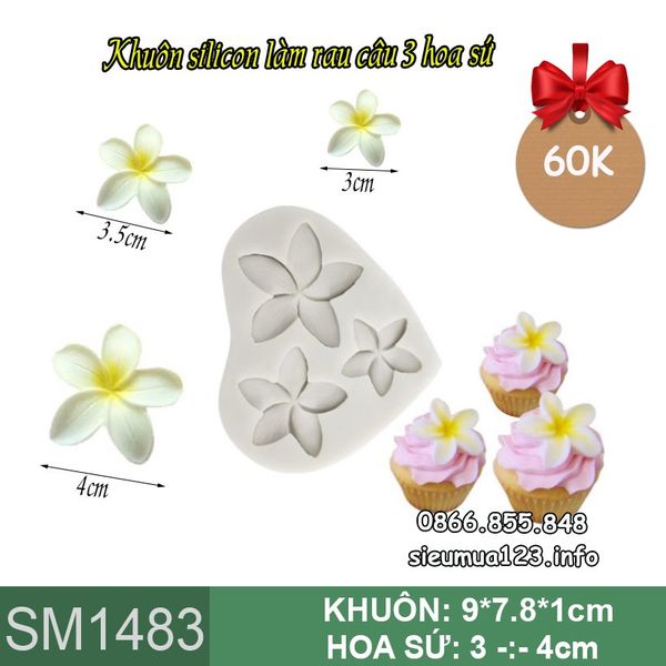 Khuôn silicon làm rau câu 3 hoa sứ ( SM1483 )