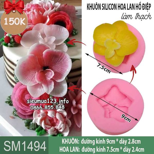 Khuôn silicon hoa lan hồ điệp 7,5cm làm rau câu ( SM1494 )