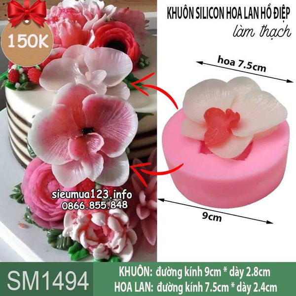 Khuôn silicon hoa lan hồ điệp 7,5cm làm rau câu ( SM1494 )